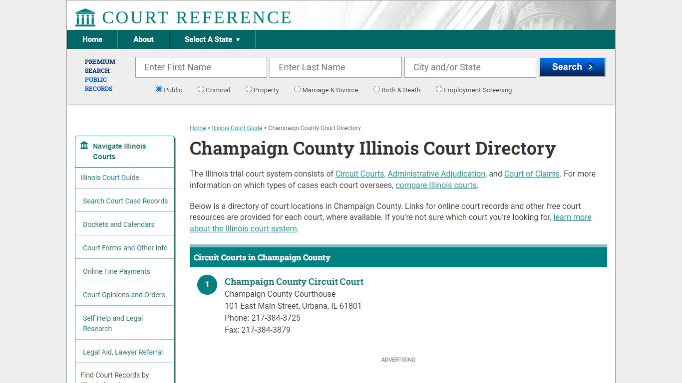 Champaign County Illinois Court Directory - Courtreference.com